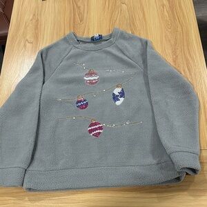 Cozy Gray Sweater with Ornament Design Rockin around size M